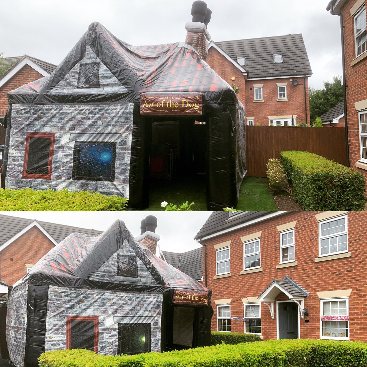 TFlatable's tweet image. Today’s job all set up. 
Have a fab Birthday :) 

#inflatablepub #inflatable #gardenparty #bouncy #beer #lockdown #SaturdayMood