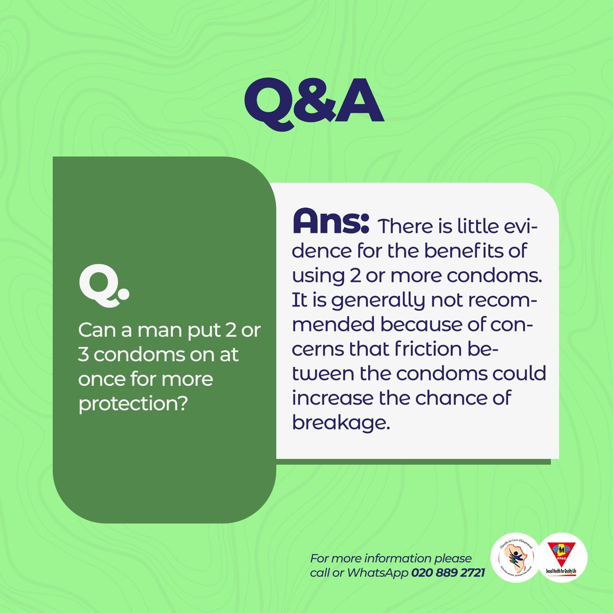 PPAGGhana's tweet image. Thinking of putting on  2 or more condoms at a go for a sexual intercourse?.....NOT A GOOD IDEA. 

#KnowYourFPMethod #SexualHealth4QualityLife 

This is why👇🏾