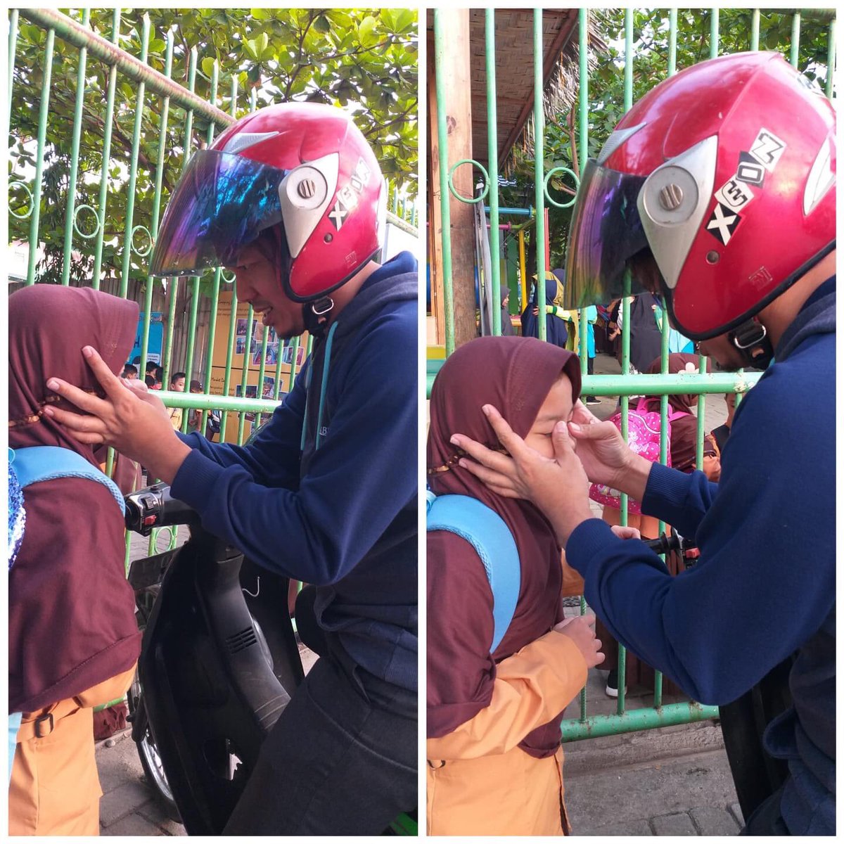 dektampu's tweet photo. Gadis kecil itu kini yatim...😭

Foto Dokter Andhika Kesuma Putra Rahimahullah saat mengantar putrinya semata wayang ke sekolah.
Aktifitas yang setiap hari dilakukannya dulu sebelum pandemi.

Al fatihah 🤲🏻 https://t.co/Md0NGwhDuQ