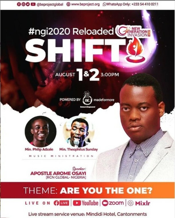 GospelGh's tweet photo. The 2020 edition of NEW GENERATION INVASION, by BROKEN & EMPOWERED (B.E) starts Today LIVE on BE’s YouTube, Zoom, Facebook and Mixlr platforms.
-
Read full story on https://t.co/cTMRQbJCb9
-
#EyramBashan #Facebook #Mixlr #Youtube #Zoom #ngi2020 #BrokenA… https://t.co/LaaOd8AqhB https://t.co/tmIgCrzmE5