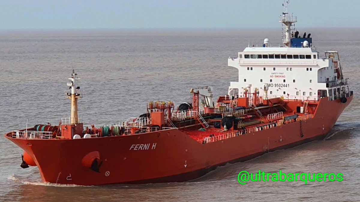 UltraBarqueros's tweet photo. Oil/Chemical Tanker Ship "FERNI H" - Photo taken on board Bulk Carrier Ship "GEORGE H" #PuntaIndioChannel #RioDeLaPlata #Argentina - 16.06.2020 - 13:07 Local Time.
#chemicaltanker #ultrabarqueros #ultrabarqueros2 #pilots #pilotboat #crudeoiltanker #chemicaltankership https://t.co/jwnO26N1kt