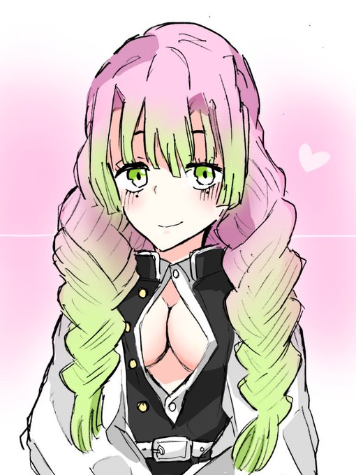 ココア☕🐧さんがTwitterに投稿した甘露寺蜜璃(鬼滅の刃)のイラスト。