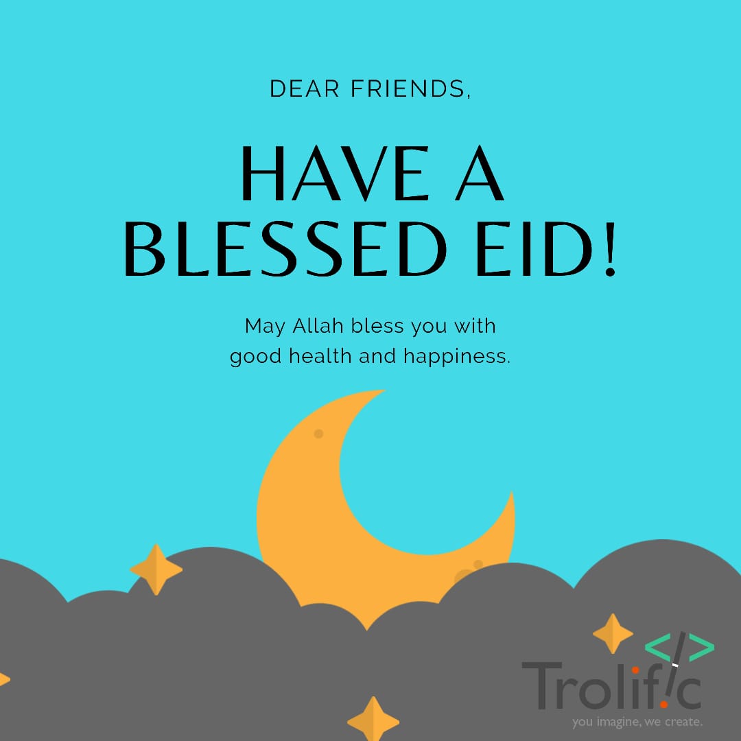 Trolific1's tweet photo. Eid-Al-Adah Mubarak everyone!

We hope you and your family are safe and healthy. Enjoy Eid with close ones. Eid Mubarak and best to all of you.

Happy Eid from Trolific family! https://t.co/u79wv0Urpz