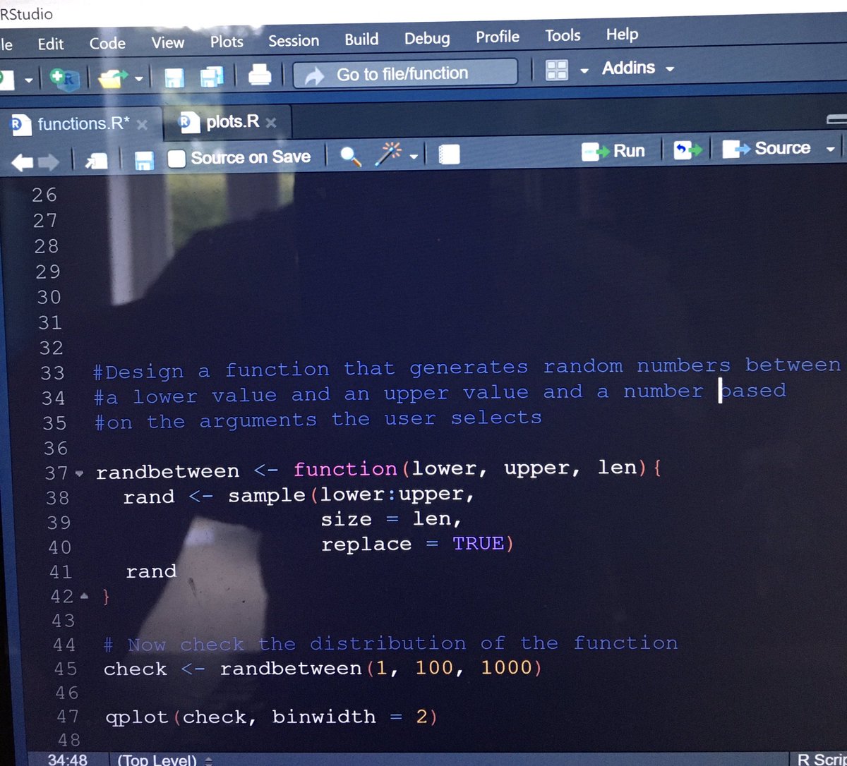 fleetoffoot97's tweet image. Just created my first function in  #R and it’s the #excel RANDBETWEEN function but with with three arguments.

Even tested the distribution in #qqplot 

Feel quite chuffed! 🤓
#beginner