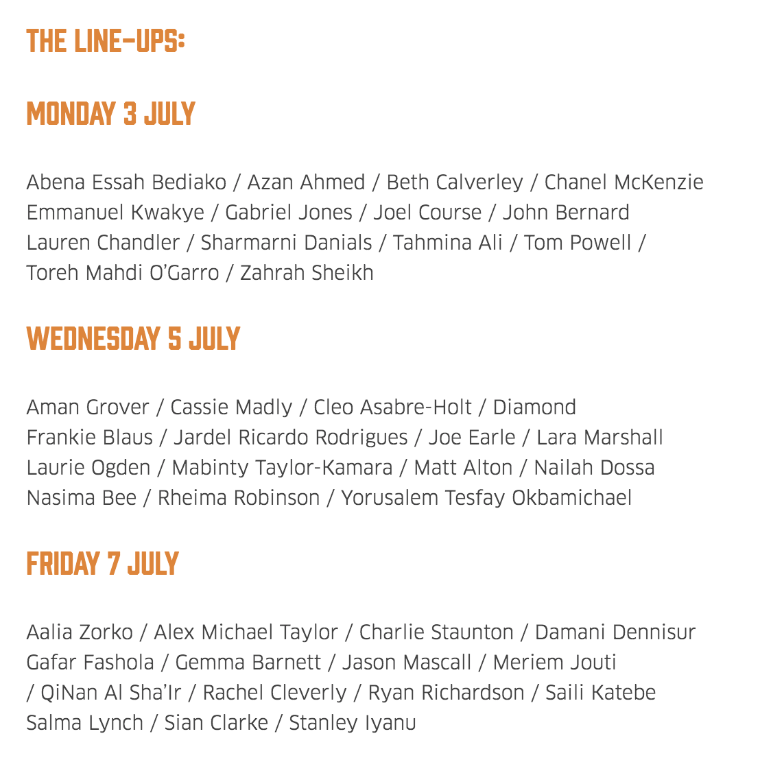 ApplesAndSnakes's tweet photo. Very excited to announce our line-ups for the #WordsFirst Digital Showcase!   Join us on Mon 03 Aug, Wed 05 Aug and Fri 07 Aug, at 7pm on our Youtube channel to hear the freshest spoken word talent the UK has to offer.  https://t.co/6C8B8lTq2N https://t.co/C7rzvVmQID