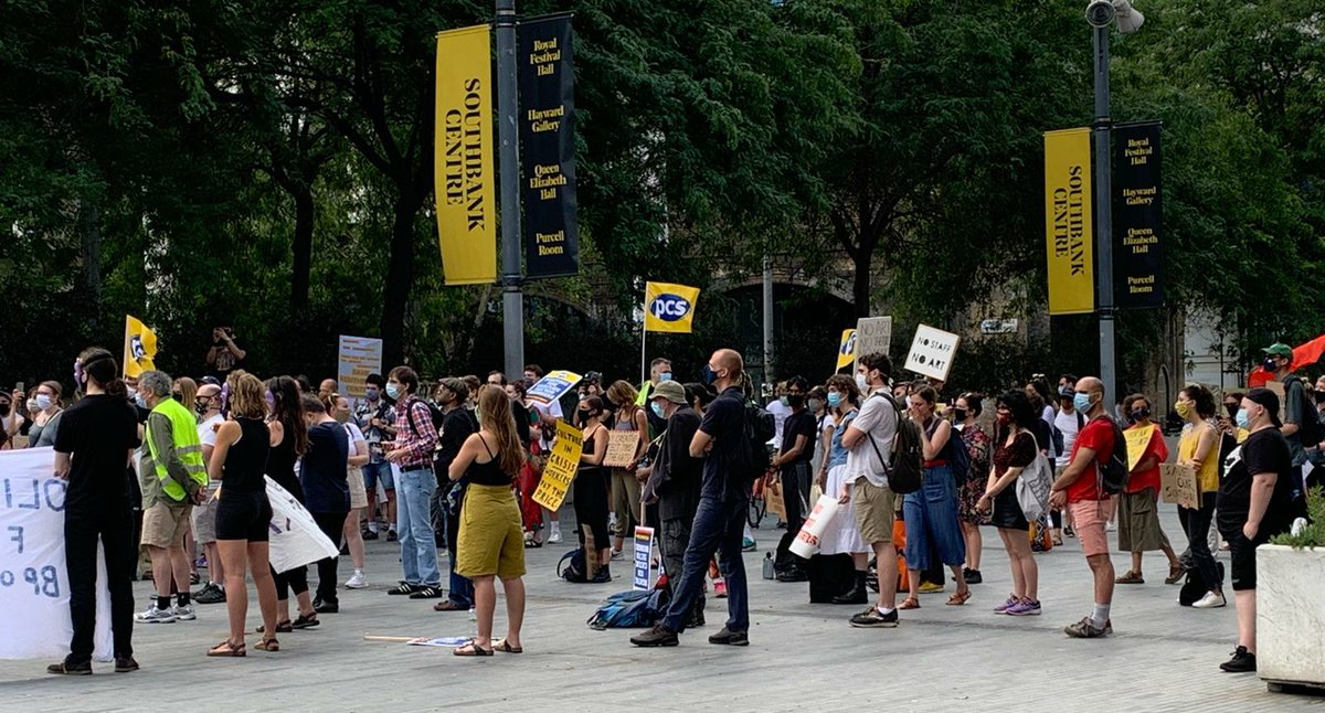 PCSCultureGroup's tweet photo. “We are calling on @DCMS and @southbankcentre to rediscover the Spirit of 1951 and provide proper funding for our institution which protects our members jobs and helps them provide art, music and culture for all.” #CultureVsCovid #CultureinCrisis #SaveOurSouthbank https://t.co/CuWRMlw4Qs