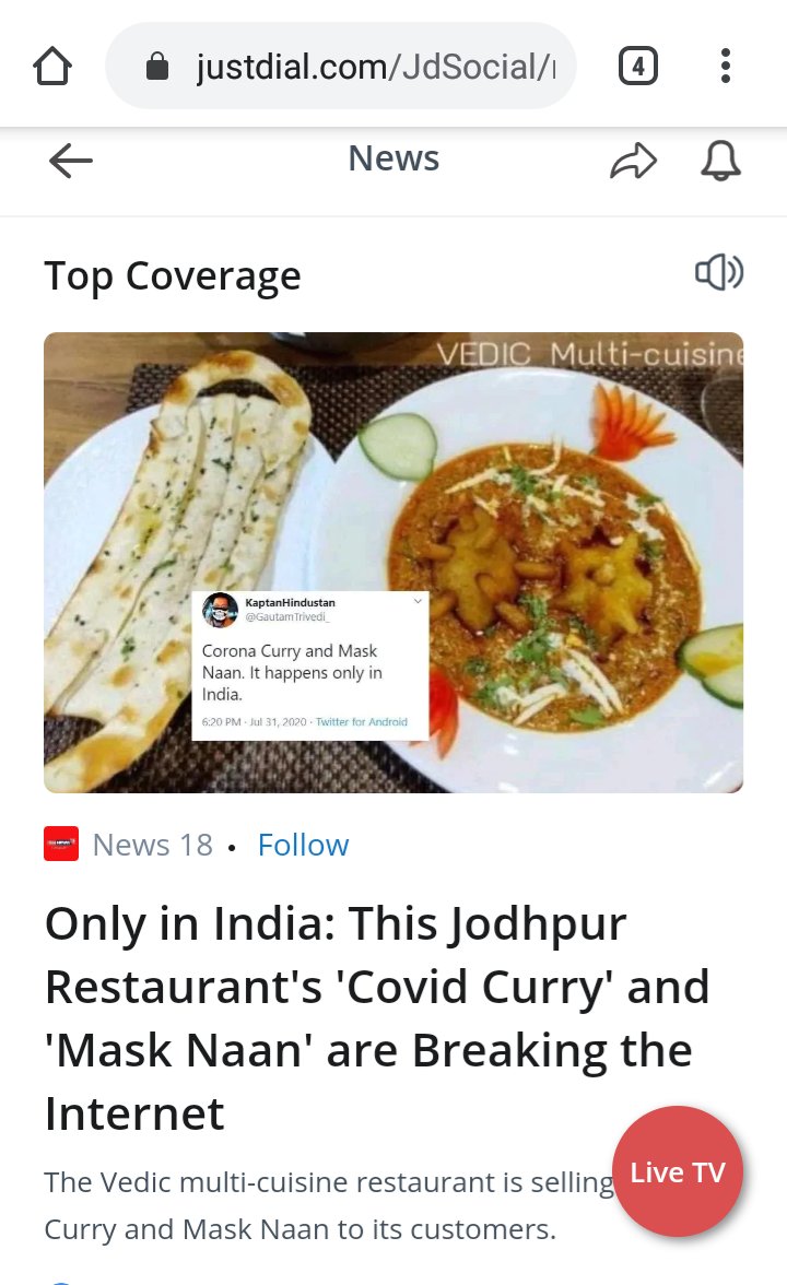 Vedic_restro's tweet photo. Thank you people for the love over covid curry and mask naan
#covidcurry #masknaan #mask #jodhpur #vedicmulticuisine https://t.co/z6hplV4tC3