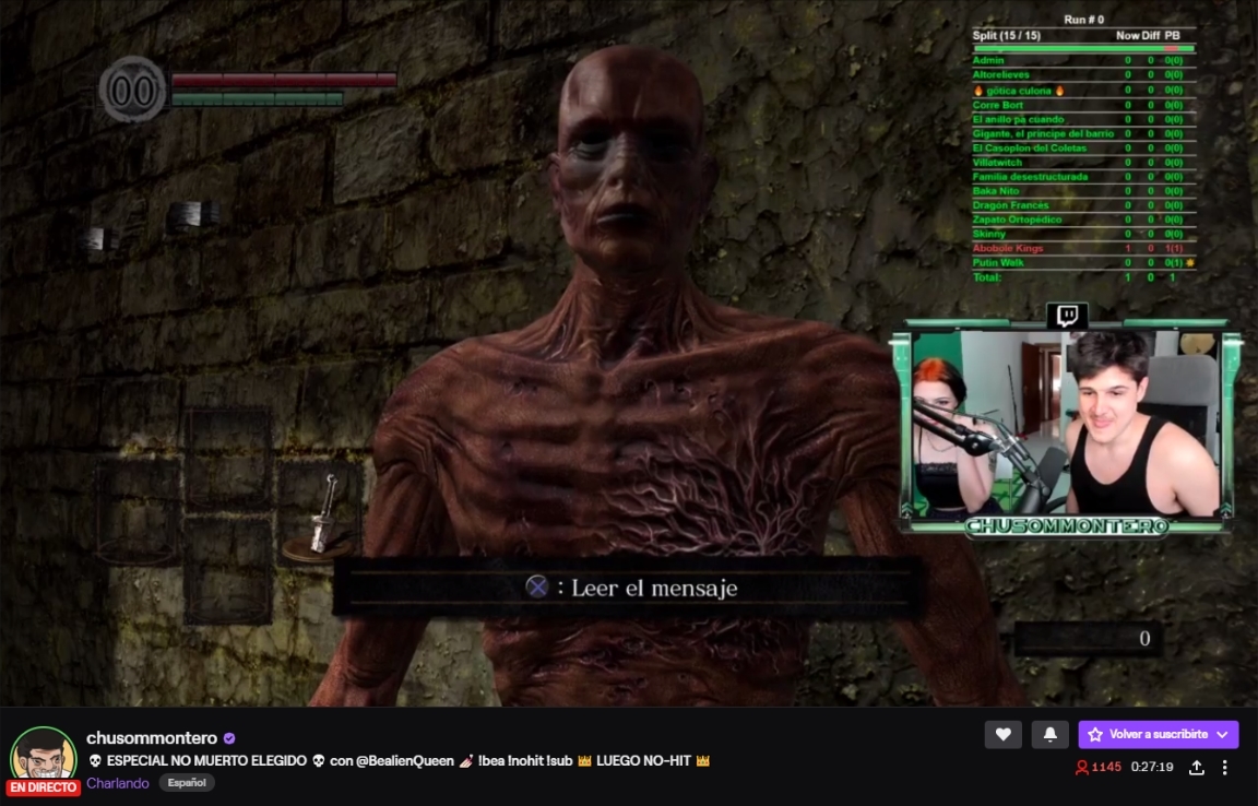 Aesenar's tweet photo. ¿Es @BealienQueen pintando a @ChusoMMontero de No-Muerto en directo para que haga el No-Hit de hoy de DS1 el mayor crossover de la historia? Yo digo, SÍ.

PD: FAV para el Chuso calvo cosplayeando a @inyustificado https://t.co/6qijv0Ln0T