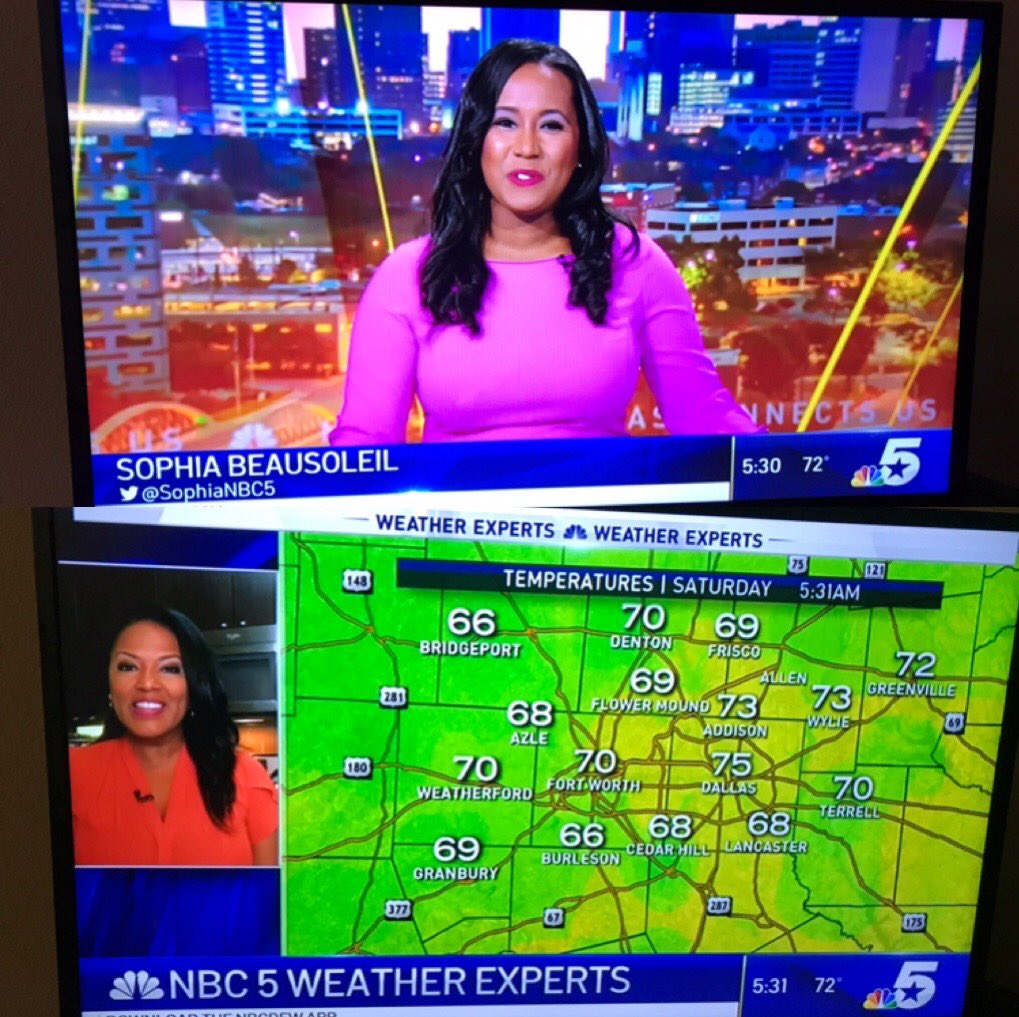 MissKeishaBurns's tweet image. Hey @SophiaNBC5 nice working with you this morning. Hello, North Texas! We’re up and on @NBCDFW this morning through 7am. Join us for the last news and weather updates. #NBCDFWWeather