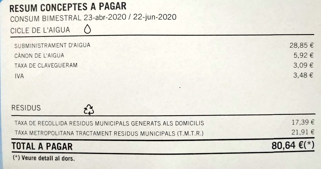 RogerYoda's tweet photo. Del total de l' import de la #facturadelaigua la meitat son taxes i canons. Moltes gràcies @adacolau, sort que no havies de pujar impostos oi? #FrauColau https://t.co/s1tqZ8Lcr5