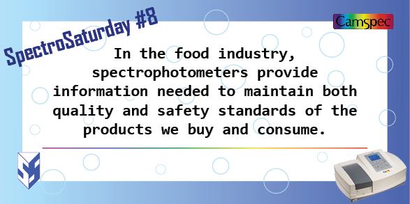 SpecCams's tweet photo. #SpectroSaturday Ensuring food products are of highest quality is crucial to our #health and growth. #Spectrophotometers give a wealth of information to #food production factories to secure these standards. #ScienceTwitter @cam_spec https://t.co/U0w2auhOtE