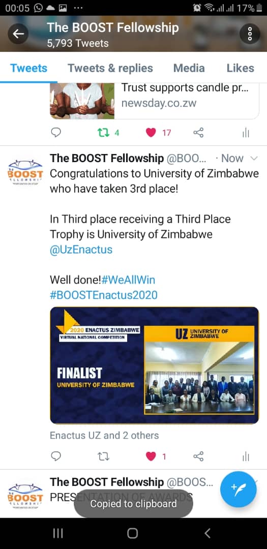 Nyashadzashe Krispen (@nkrispen) on Twitter photo <a href="/CleoMakoni/">Cleo Makoni</a> said this well, it's not about all about competition but the impact made in creating sustainable solutions.Congratulations to <a href="/UzEnactus/">Enactus University of Zimbabwe🇿🇼</a> for the hard work. I'm proud of my team🎉🎉Congratulations to <a href="/EnactusNust/">Enactus NUST</a> for making it to the top, let's bring the cup home 🎉💪 <a href="/CleoMakoni/">Cleo Makoni</a> said this well, it's not about all about competition but the impact made in creating sustainable solutions.Congratulations to <a href="/UzEnactus/">Enactus University of Zimbabwe🇿🇼</a> for the hard work. I'm proud of my team🎉🎉Congratulations to <a href="/EnactusNust/">Enactus NUST</a> for making it to the top, let's bring the cup home 🎉💪