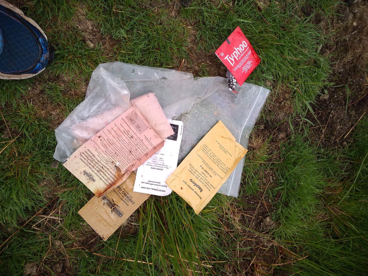 Sikingdon's tweet photo. The Mrs was far from impressed having to clean up after the military whilst out on #Dartmoor around #GutterTor - any thoughts @HMS_Raleigh ?? https://t.co/LWahoEELR0