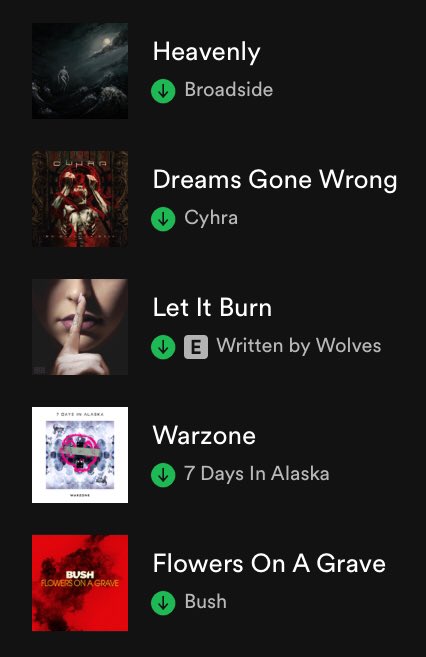 Check out what’s just been added 🤘
<a href="/Broadside_/">Broadside</a> <a href="/Cyhra_official/">Cyhraofficial</a> <a href="/writtenbywolves/">Written By Wolves</a> <a href="/7DaysinAlaska/">7DaysInAlaska</a> <a href="/bushofficial/">BUSH</a> 
Playlist updated every Friday 👍 listen here 🤘❤️ 
open.spotify.com/playlist/5siIW…