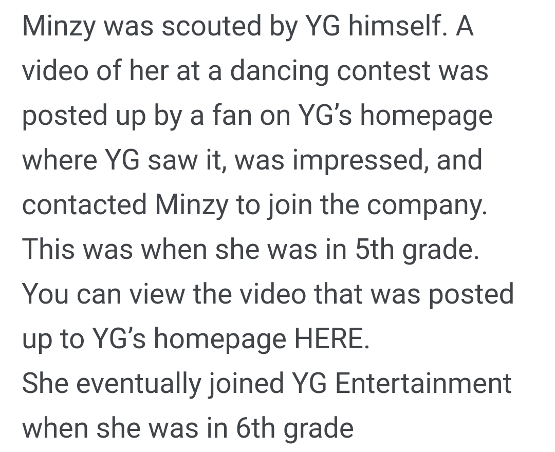 This is how talented she is from the start that YG himself scouted this lady