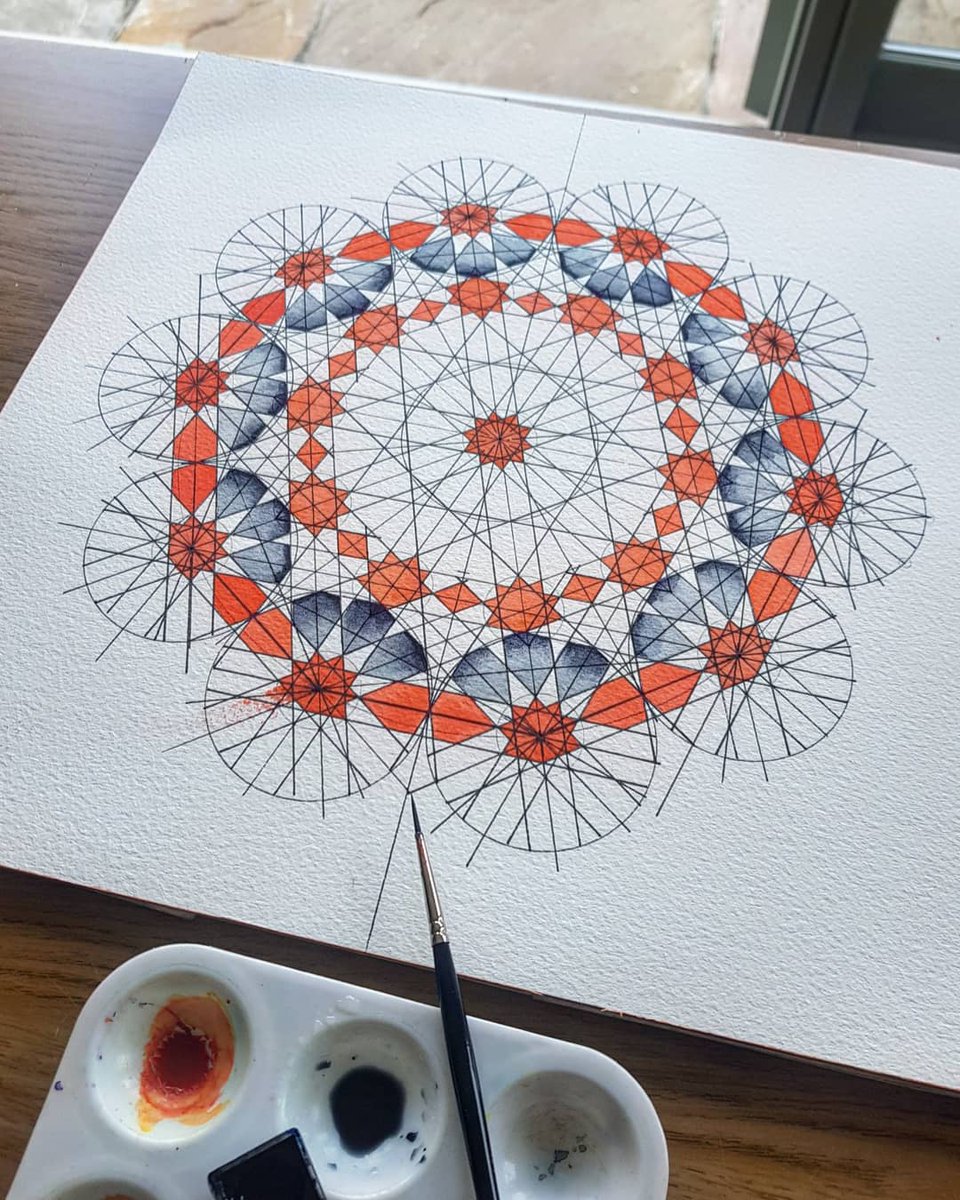 samira_mian's tweet photo. #EidMubarak folks!
This is a lil something something I dipped in to through the week, was kind of irresistible to leave be. A Tenfold pattern from Madrassa Bou Innania in Fes. p.s. no tutorial for this yet!
#islamicgeometry #mathart #mtbos #Watercolour #inkart #compassandruler https://t.co/syGYzgACVt