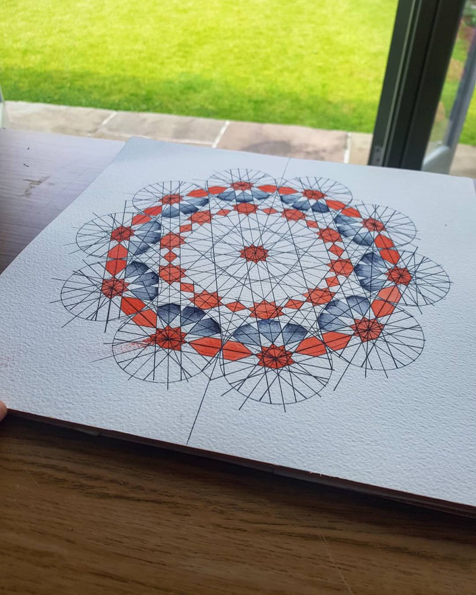samira_mian's tweet photo. #EidMubarak folks!
This is a lil something something I dipped in to through the week, was kind of irresistible to leave be. A Tenfold pattern from Madrassa Bou Innania in Fes. p.s. no tutorial for this yet!
#islamicgeometry #mathart #mtbos #Watercolour #inkart #compassandruler https://t.co/syGYzgACVt