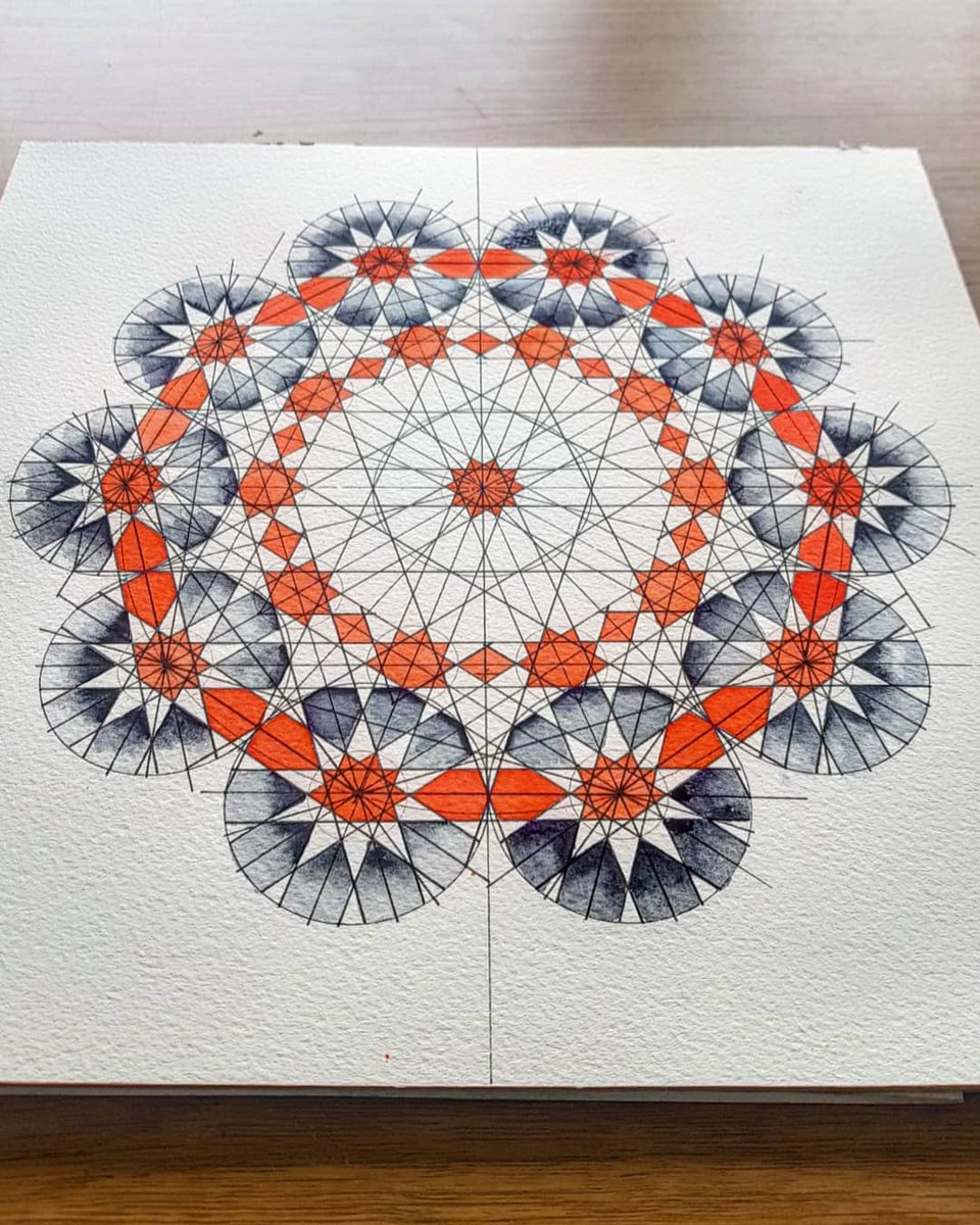 samira_mian's tweet photo. #EidMubarak folks!
This is a lil something something I dipped in to through the week, was kind of irresistible to leave be. A Tenfold pattern from Madrassa Bou Innania in Fes. p.s. no tutorial for this yet!
#islamicgeometry #mathart #mtbos #Watercolour #inkart #compassandruler https://t.co/syGYzgACVt