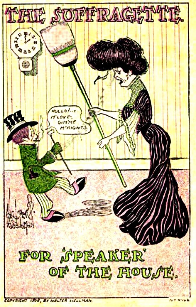 Look at this one for an “if women get their way, what about poor little old me” cartoon.....Walter Wellman drew this and published it WITHOUT A HINT OF IRONY OR SELFAWARENESS! Stunningly mad
