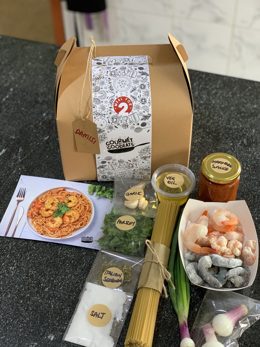 -You get a beautiful food box -An embossed recipe card that you can keep for future reference which also shows you the method for plating the food-complete labeled ingredients. - the meal prepared from these can feed 2. - costs 10,000 naira only. - location is abuja.