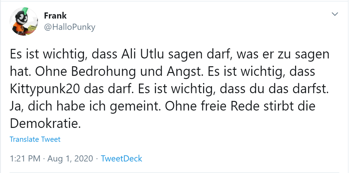 kittypunk20's tweet photo. Danke, dass du dich für meine Meinungsfreiheit einsetzt @HalloPunky! https://t.co/cWjVFtoajq