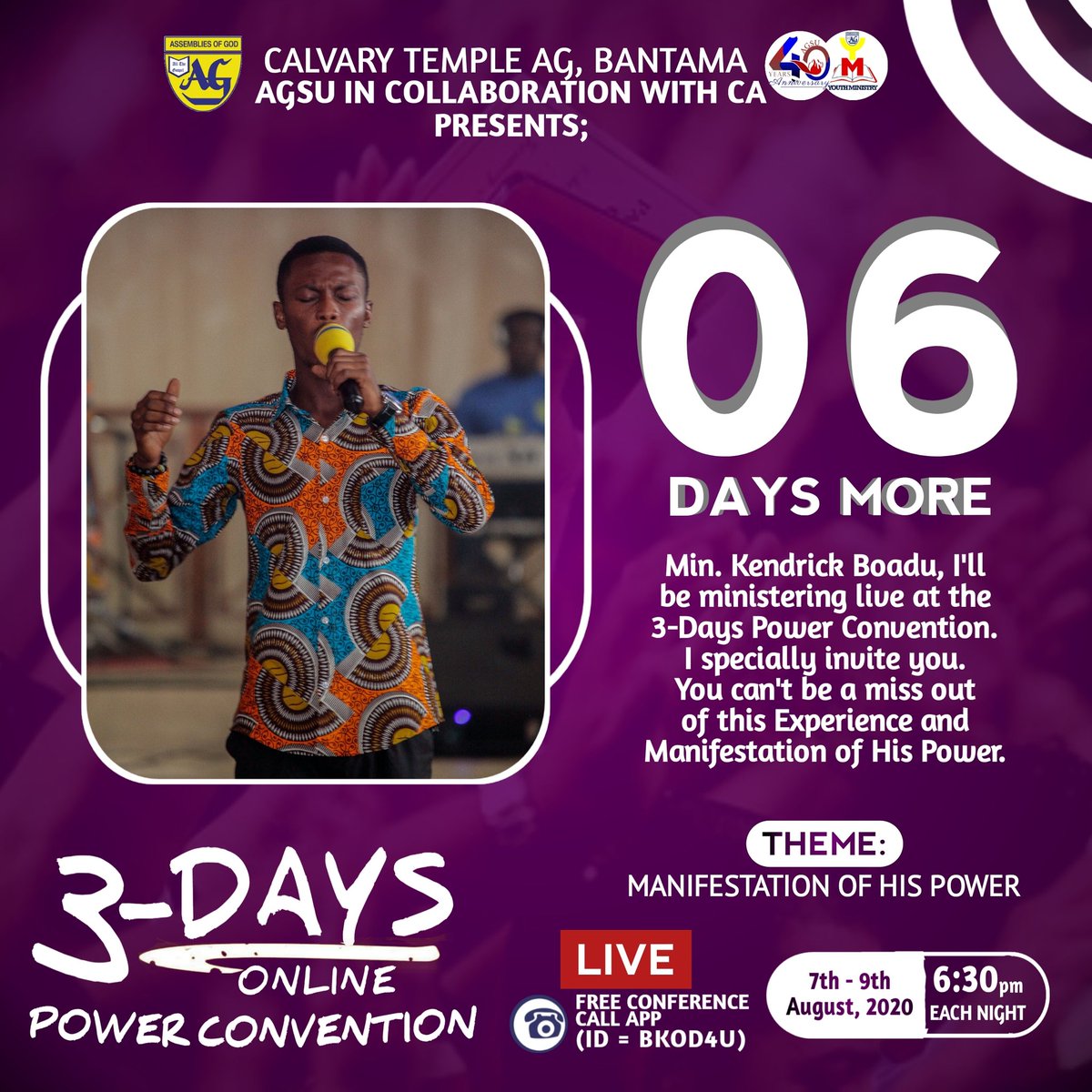 06 DAYS MORE🥳

3-DAYS POWER🔥 CONVENTION
Don't be a miss out😍

#PowerConvention
#ManifestationOfHisPower