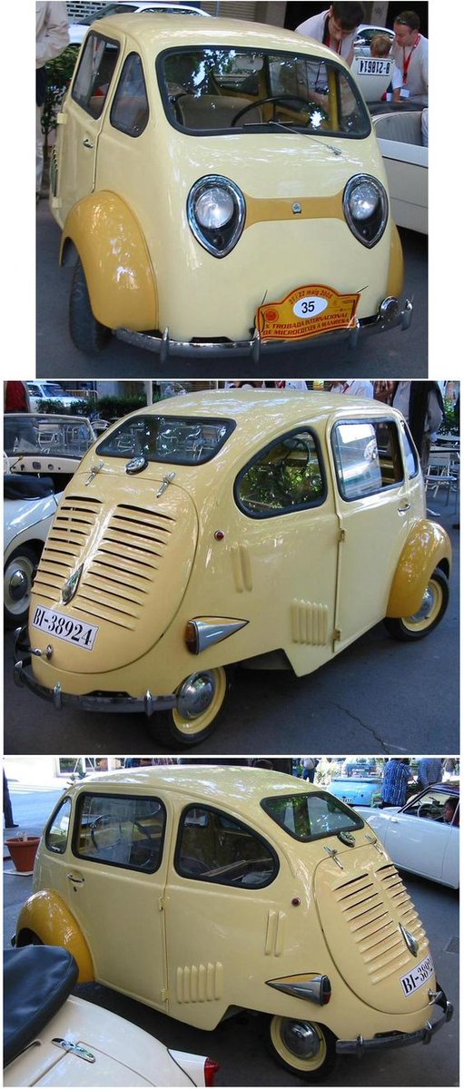 QuirkyRides's tweet photo. The 1955 #Triver #Rana #Microcar from #Spain 🇪🇸 had a 500cc inline #engine Anticipated production was for 1000 #cars but only 75 were made as it was a tad too #quirky for the #Spanish public https://t.co/CUR5Q2j0sZ