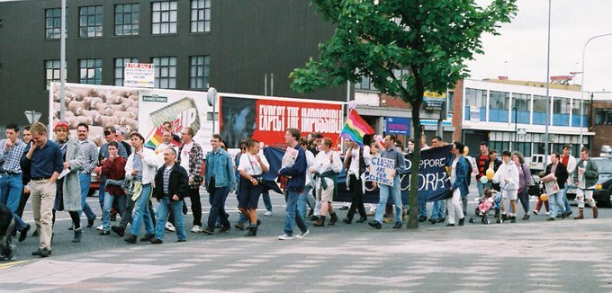 Happy #belfastpride to the 100 or so #RainbowHeroes who started the first Belfast Pride protest 30 years ago today, at a much less accepting time. We owe you so much ❤️🏳️‍🌈 #bproud2020