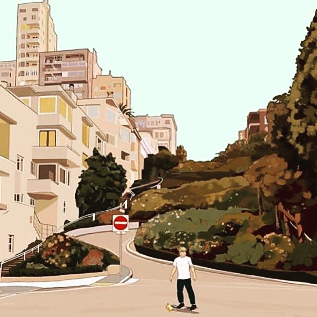 aRI_gallery's tweet photo. Paisaje urbano de ClaraMaya en la exposición “.eus Basque Art Today” que puedes visitar en 👉🏻https://t.co/9GJZSTGrvF👈🏾 Calma y sosiego en un urbanismo mid-century: líneas y geometrías simples, colores matizados y contacto con la naturaleza #arte #art #urban #arquitectura #skate https://t.co/3nuP1LPIaH