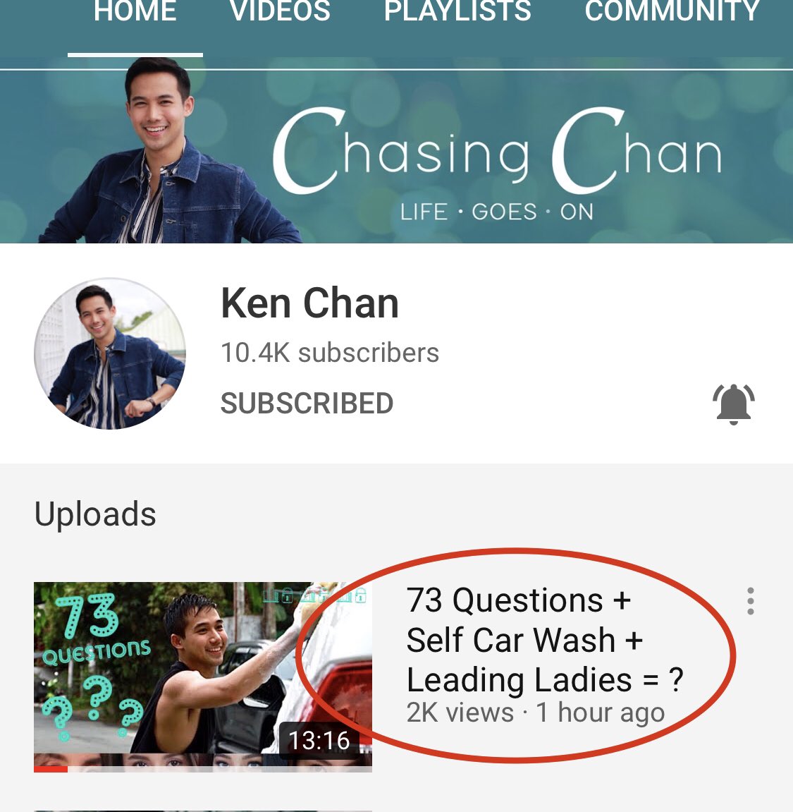 Thank you for the views! #ChasingChan

KenChan FirstVlog