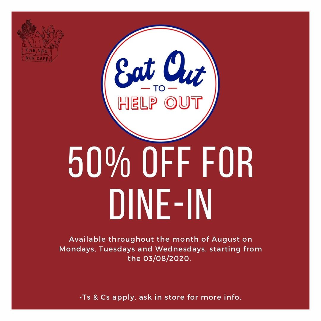 thevegboxcafe's tweet photo. Wishing you a Happy New Month 💚

As part of the ‘Eat Out to Help Out’ scheme, we are excited to announce that from Monday we will be offering 50% off for dine-in customers, this offer will be available throughout August on Mondays, Tuesdays, and Wednesdays.

#EatOutToHelpOut https://t.co/iSmwxzfI2a