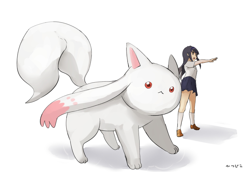 キュゥべえ 「キュゥべえトレーナーのほむらちゃんと手持ちのキュゥべえ 」|ひつじこのイラスト