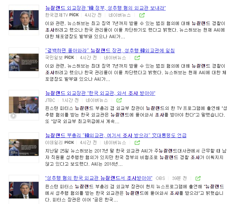 All of Korea's main media have picked up on the New Zealand Minister of Foreign Affairs Winston Peters interview on  @NewshubNationNZ asking former Korean Deputy Ambo to NZ to return to the country and face questioning.