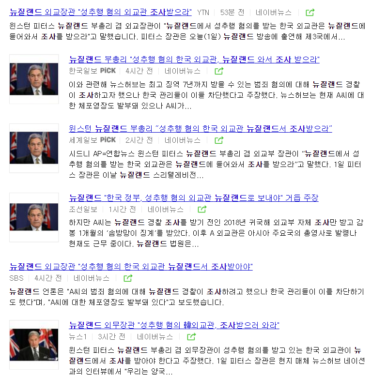 All of Korea's main media have picked up on the New Zealand Minister of Foreign Affairs Winston Peters interview on  @NewshubNationNZ asking former Korean Deputy Ambo to NZ to return to the country and face questioning.