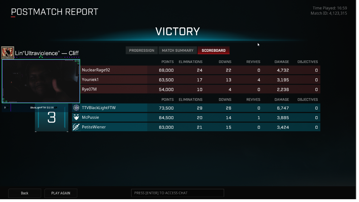 BlackLightFTW's tweet photo. Don't mind my face lmao || First match of #RogueCompany and it was a 3v4 until the end! I actually like this game a lot <3

@MountOlympusGG #twitch https://t.co/eQ8dLgWAKe