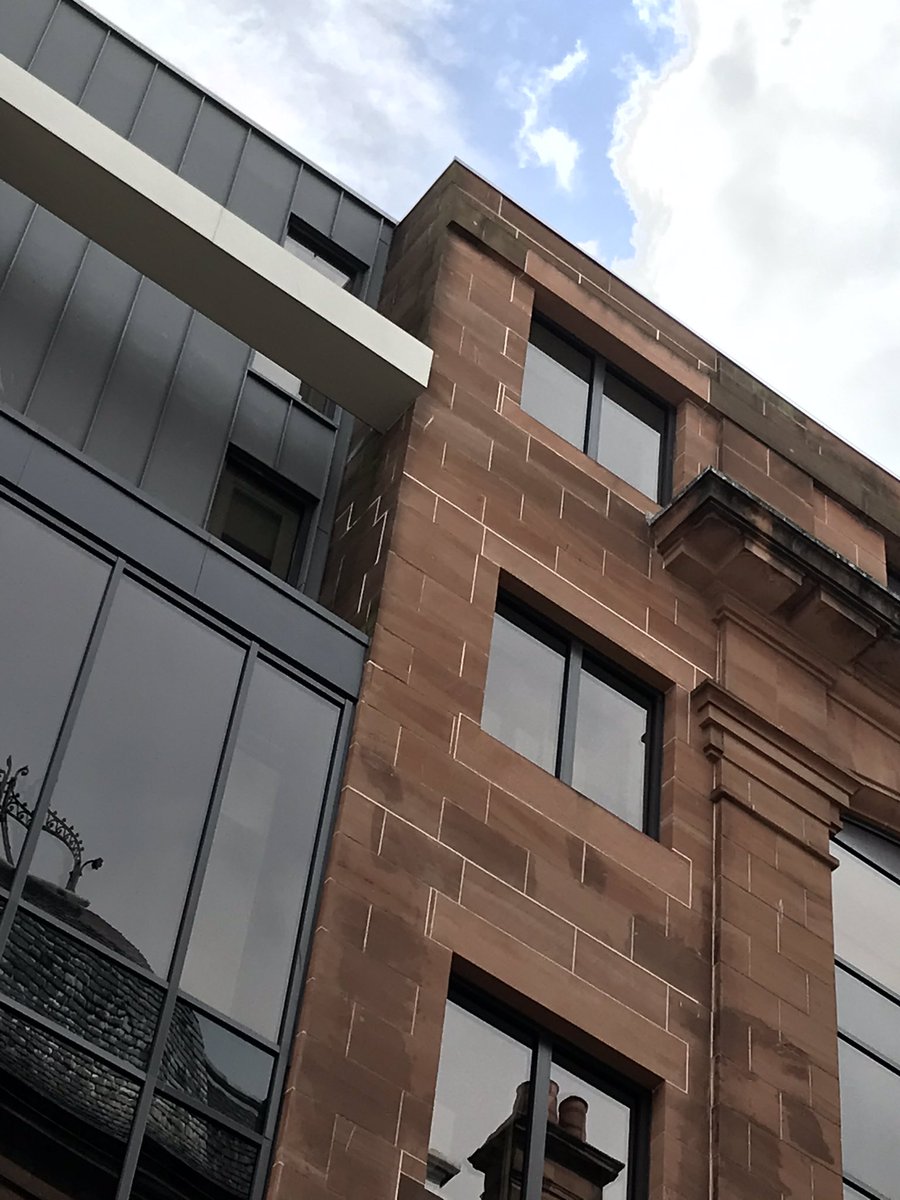 Tjcheritage's tweet photo. I’m enjoying the juxtaposition of the use of different materials in vertical architecture today. #Edinburgh #rosestreet https://t.co/63zBpbCmj2