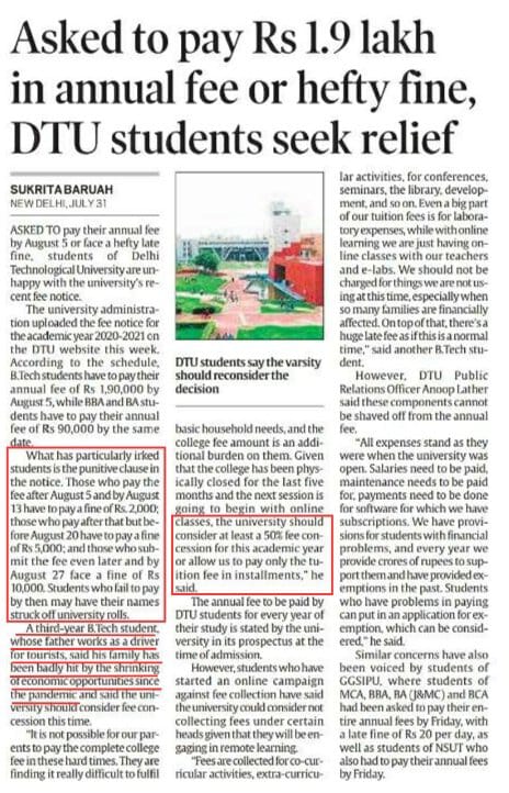 iPriyankDev's tweet photo. दिल्ली सरकार द्वारा तानाशाही रवैया अपना कर DTU के छात्रों से इस कोरोना काल में 3 दिन में लाखों का शुल्क जमा कराने के लिए बाध्य करना दुर्भाग्य पूर्ण है।
#RelaxDTUFees #ABVPWithStudents 
@ABVPVoice @shriniwas_hr @ArvindKejriwal @msisodia https://t.co/QTfLvI0vf3