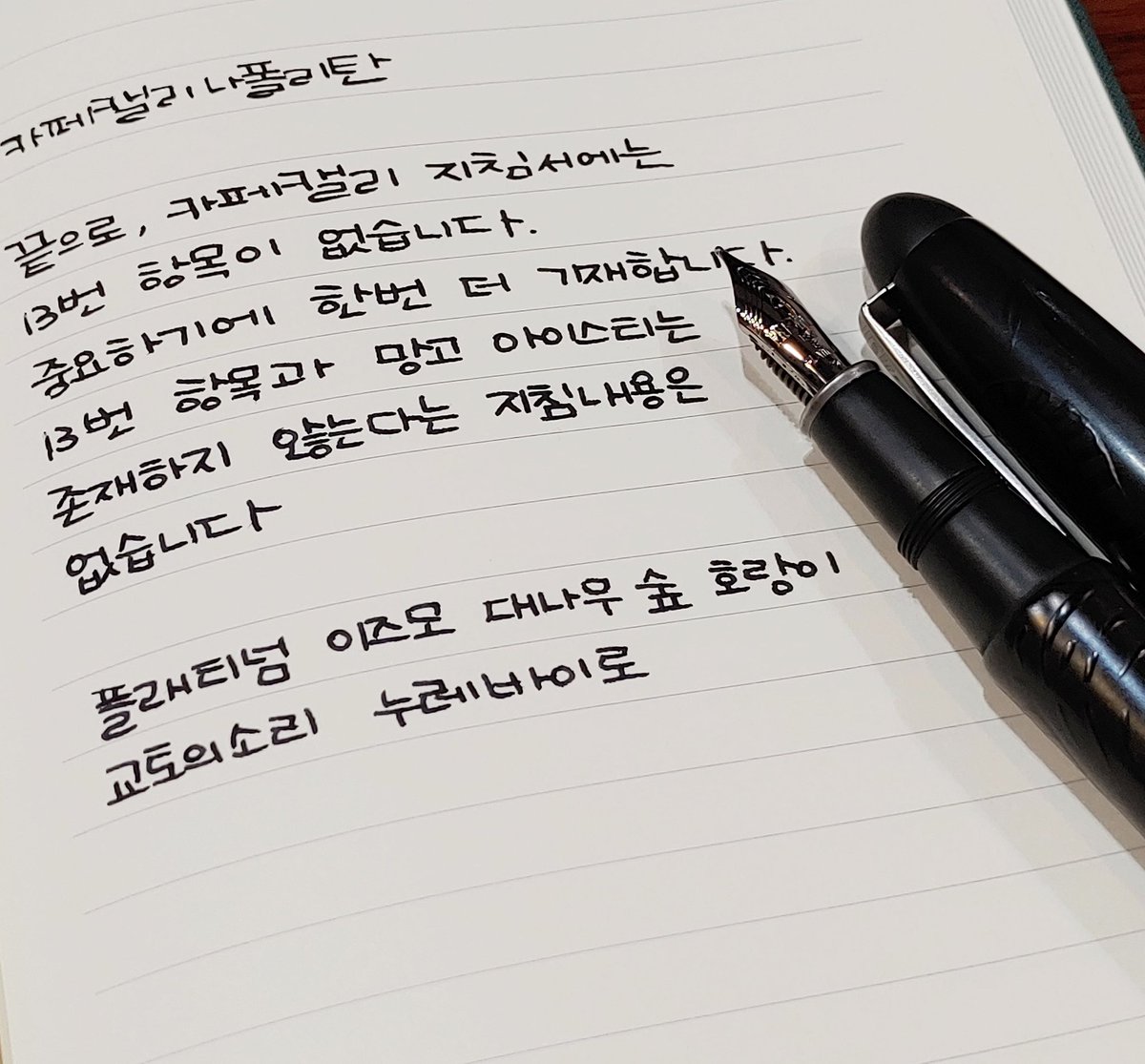 Floatingcat_ing's tweet photo. <카페캘리 나폴리탄> 세오네
#펜크래프트_에고노트 #pencraft_ego_note
#플래티넘 #이즈모 #대나무숲호랑이 #platinum #izumo #교토의소리 #쿄노오토 #교토잉크 #누레바이로 #kyo_no_oto #kyoto_ink #nurebairo #濡羽色 #ぬればいろ #만년필 #fountainpen #インク沼 #카페캘리나폴리탄 https://t.co/0YaYOyBkkv