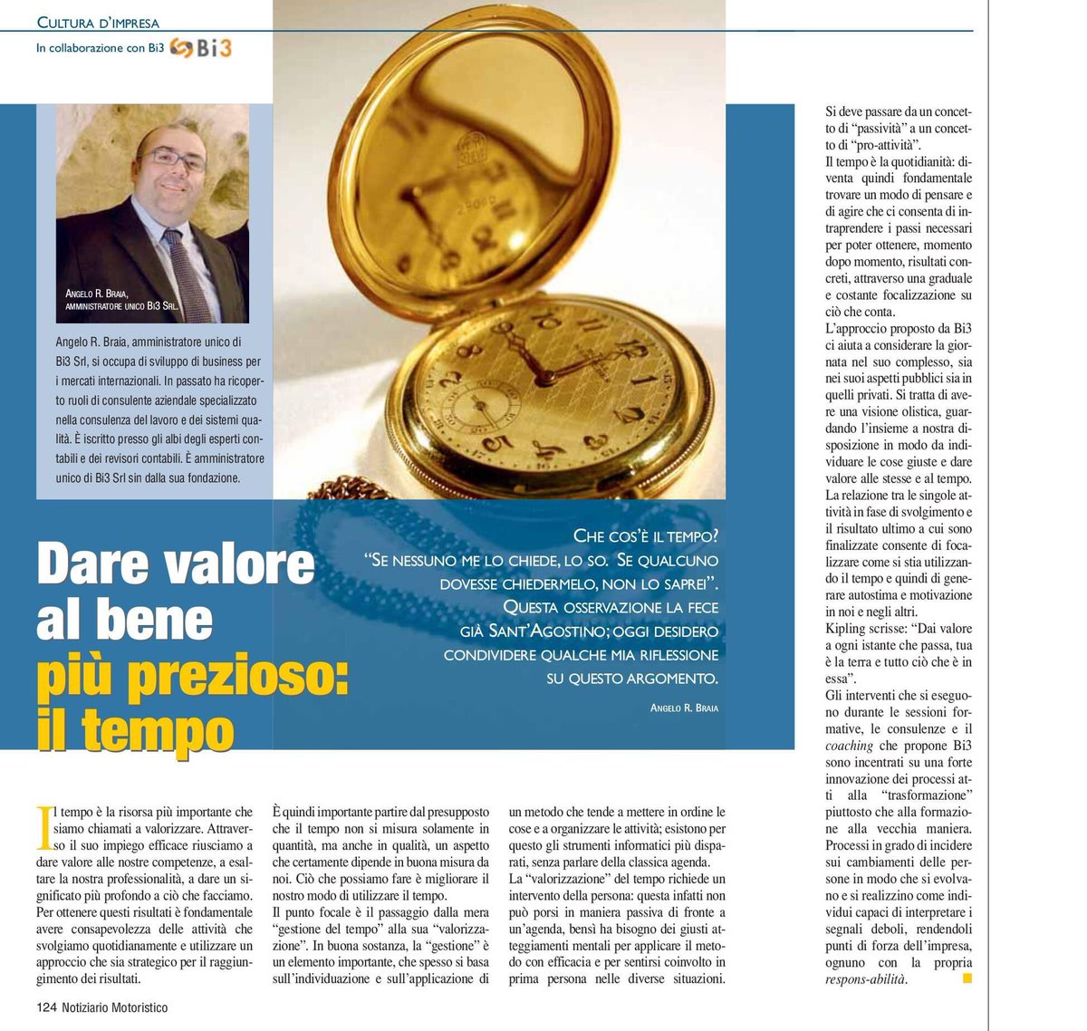 Bi3Matera's tweet photo. il nostro Amministratore Unico, Angelo Raffaele Braia parla di "Dare valore al bene più prezioso: il #tempo" leggi l'articolo https://t.co/Cpjw7CkqpC