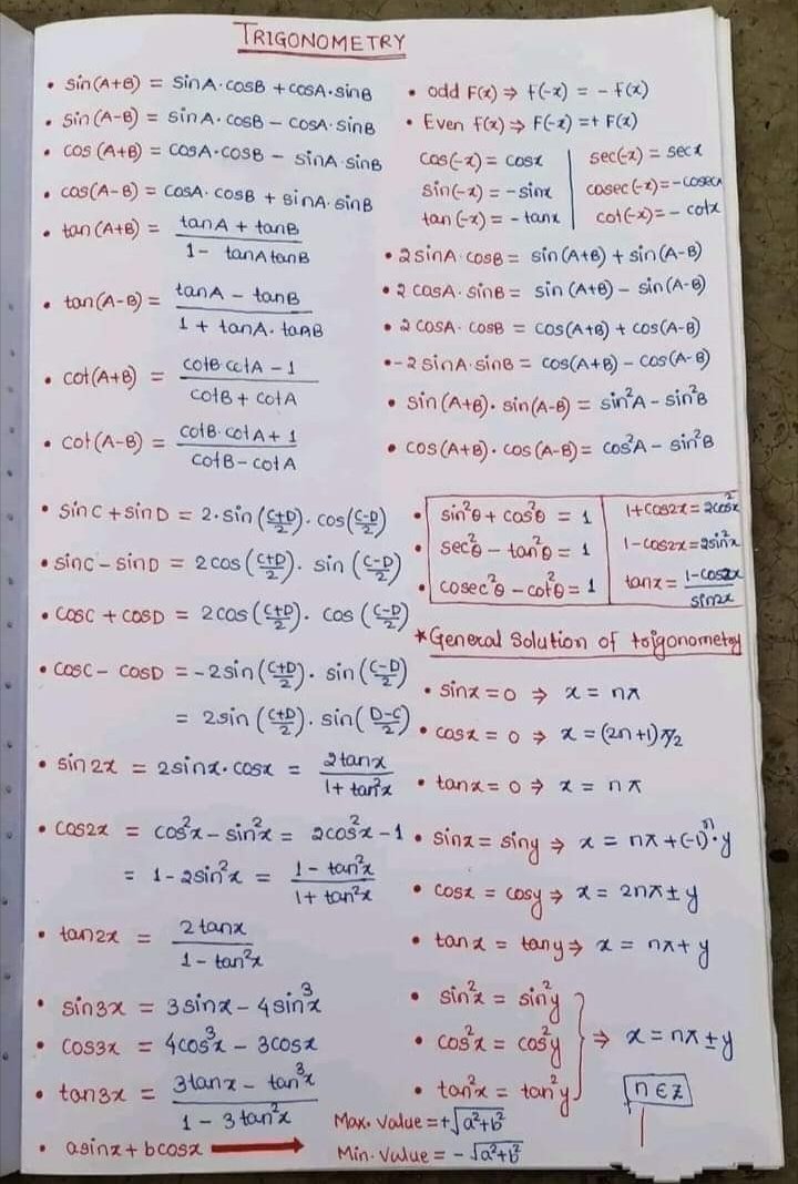 ttlindonesia's tweet image. ✨IDENTITAS TRIGONOMETRI LENGKAP✨

Bersih2 hape tiba2 nemu ini. Ini penting sih buat banyak bab, seperti limit trigonometri, integral, dan sebagainya. 

Aset yang sangat berharga nih, ada yg masih kurang gak ya?