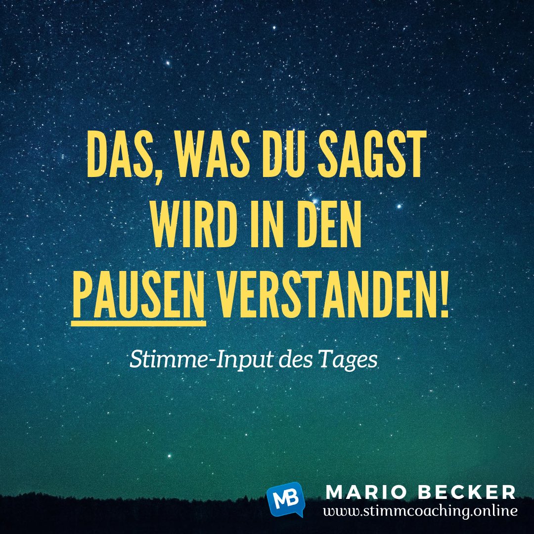 StimmeAkademie's tweet photo. Einer der Top-Wirkfaktoren begeisternden Sprechens: gib Deinen GesprächspartnerInnen die Chance, das, was Du sagst zu verstehen. Ohne Pausen verpufft Deine Wirkung! 
Kann man übrigens lernen. 😉
#stimme #präsentation #stimmtraining #stimmcoaching #synchronsprecher #atemtechnik https://t.co/P8Z9Sx0o3r