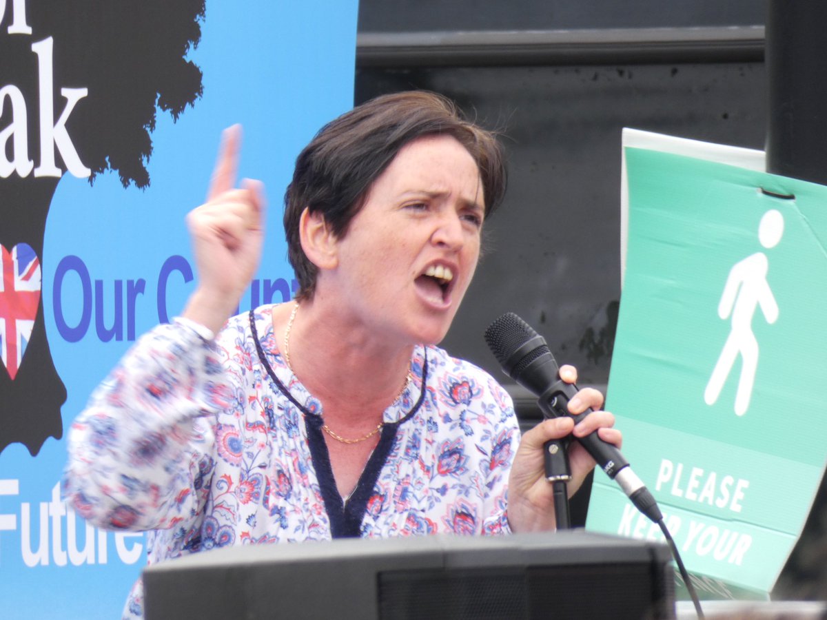 Anne Marie Waters the leader of the anti-Islam For Britain party takes the stage and rails against the government and the “evil press” vowing revenge against them if a For Britain government were elected saying the press will be “taught a lesson you will never forget.”