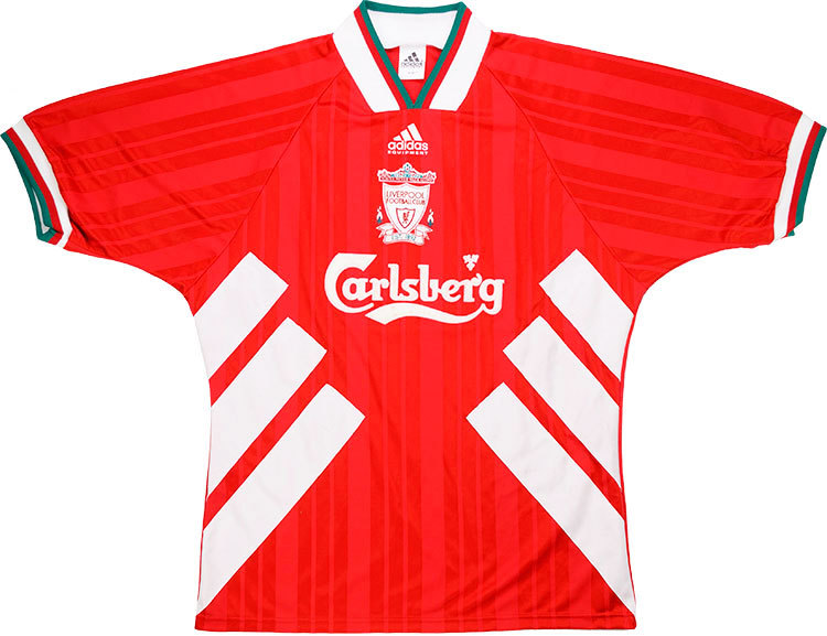 Green trim on Liverpool kits feels like it was something that was around throughout the 90s; in fact, before this new one, only ONE shirt has ever had green trim on it (notwithstanding the green in the badge). Shows how iconic that one kit was!