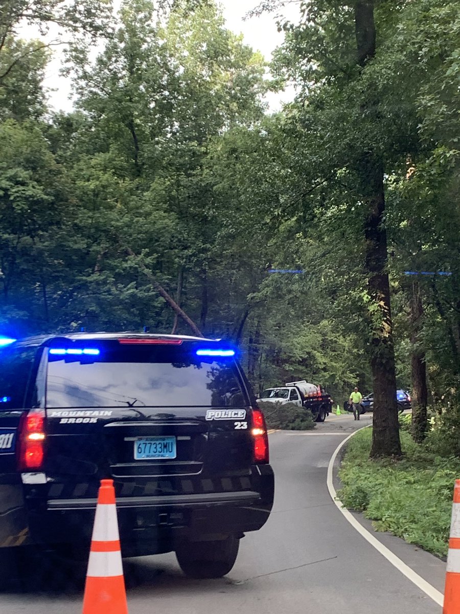 HonoraGTV's tweet photo. Tree blocking Cherokee Rd near 280.  #roadclosure #mountainbrook  #alwx https://t.co/65WQqDFGCy