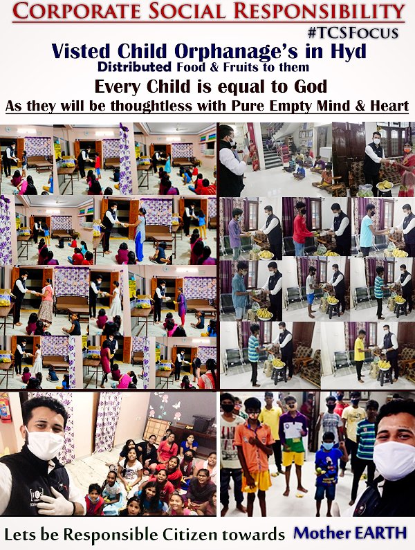 TCSFocus's tweet photo. Corporate Social Responsibility
#Socialservice
#TCSFocus
#ResponsibleCitizen
#MotherEarth
#Childorphange
#Fooddistribution #Truebeing #Soulfull https://t.co/Rm2qrs845q