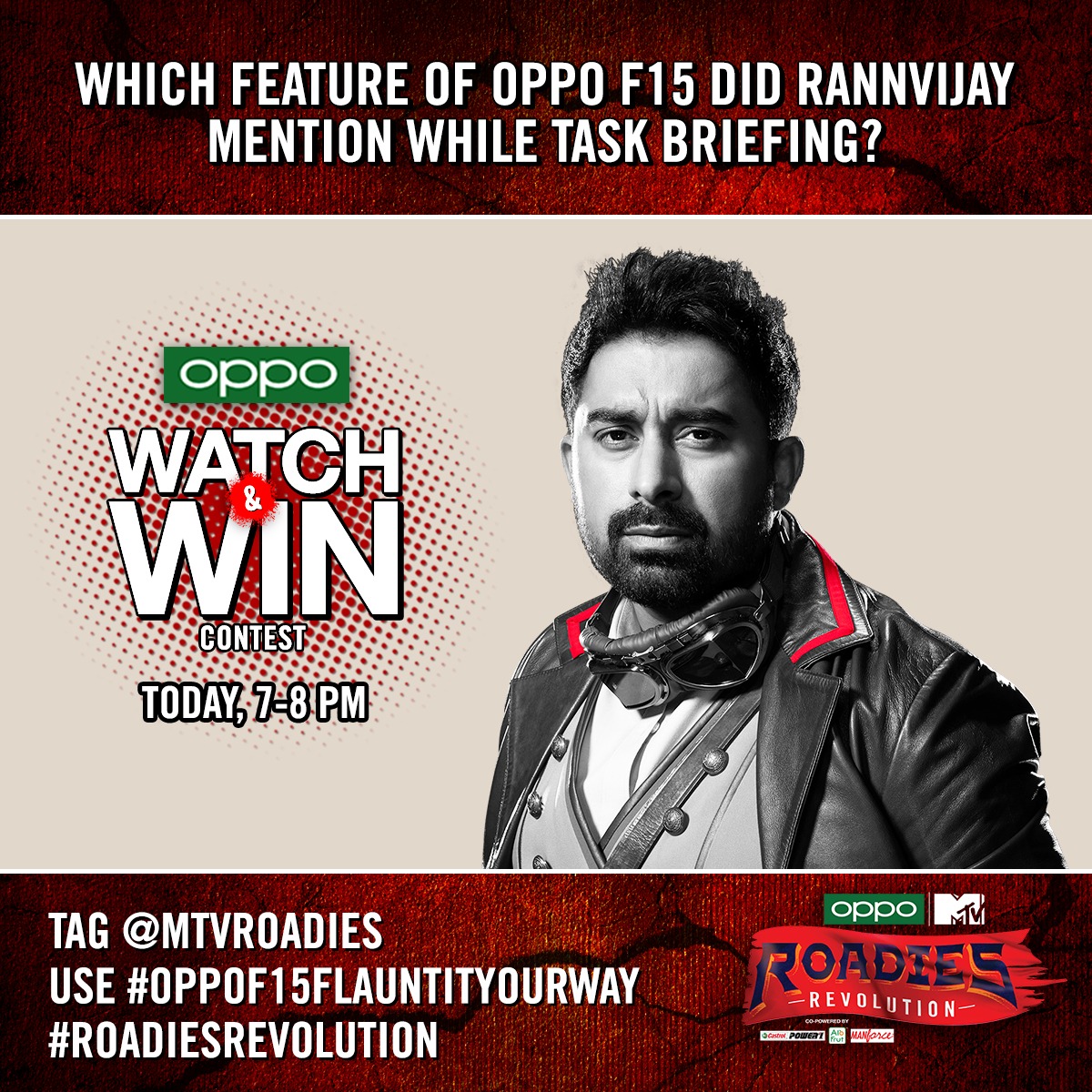 Answer this question to win big-Which feature of OPPO F15 did @rannvijaysingha mention while task briefing?
Tag @mtvroadies, use #OPPO15FlauntItYourWay & #RoadiesRevolution #Contest #ContestAlert
T&C Apply: https://t.co/20D5x6v32p
@oppomobileindia https://t.co/yAwaYoUCdx
