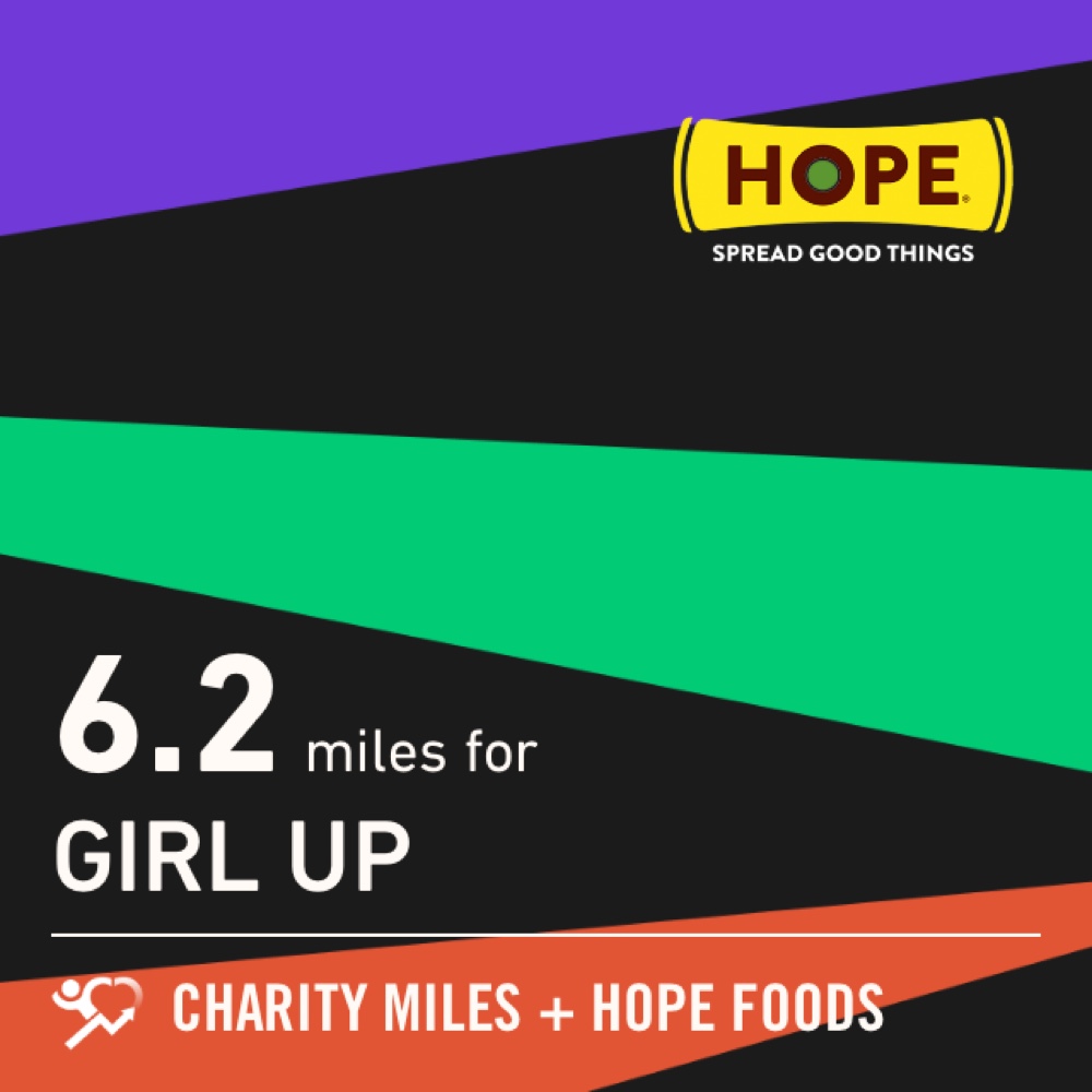 6.2 <a href="/CharityMiles/">Charity Miles</a> for <a href="/GirlUp/">Girl Up</a>. Thx <a href="/HopeHummus/">Hope Foods</a> for sponsoring me! #SpreadHope