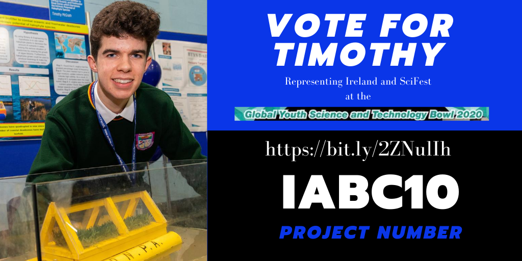 Congratulations to Timothy on his brilliant online presentation this morning for #GYSTB2020. Please vote for Timothy’s project in the ‘Visitor’s Favourite Award’ bit.ly/2ZNulIh The code for Timothy’s project is IABC10. <a href="/Timothy_McG/">Timothy McGrath</a> <a href="/KillorglinCC/">Killorglin CC 🇮🇪 🇪🇺</a> <a href="/JctScience/">JCT Science</a> <a href="/ittralee/">IT Tralee (Now MTU)</a>
