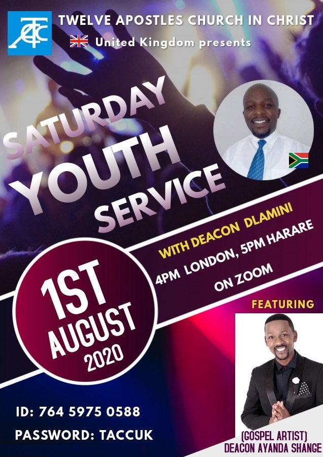 TACC_UK's tweet photo. Please join our Youth Service with Dcn Dlamini feature Dcn Ayanda Shange at 4pm London / 5pm Johannesburg time today. 

Click to join 
https://t.co/RZ00LK3ZFL

 ID: 764 5975 0588
Password: TACCUK https://t.co/JWL5V7bNda