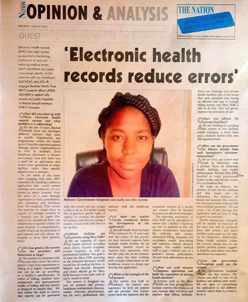 baobabhealth's tweet photo. #Mizu is a brand new hospital wide EHR that has comfortably taken us nearly 24 months to build. Suitable for P.V.T hospitals & public facilities offering paying services. All in one - for various departments.We inspire local #digitalhealthinnovations.
@QMDMOH @SMDMalawi https://t.co/bAIOURF4FW